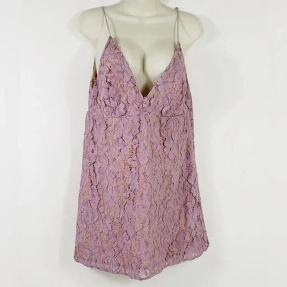 Free People Dangerous Love Wisteria Purple Lace Mini Dress Size 10 NWOT - Picture 6 of 11